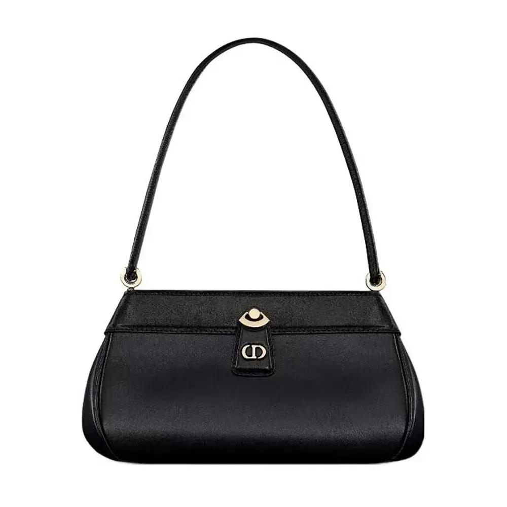 Dior Women Small Dior Key Bag Black Box Calfskin
